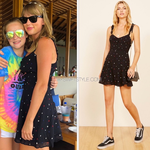Reformation Dresses & Skirts - Reformation Black Elyse Mini Dress in Stella Star Print Size 8